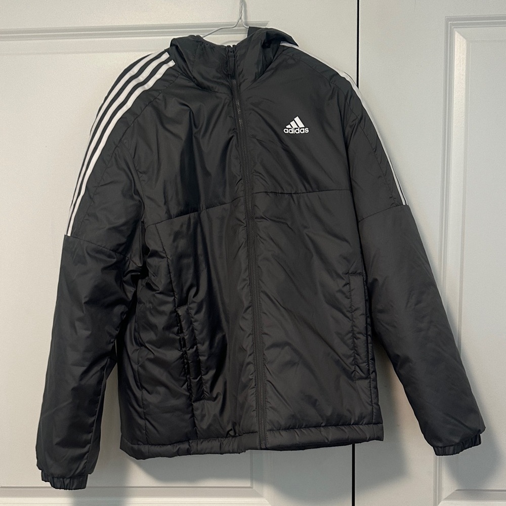 Adidas Black Jacket with White Stripes